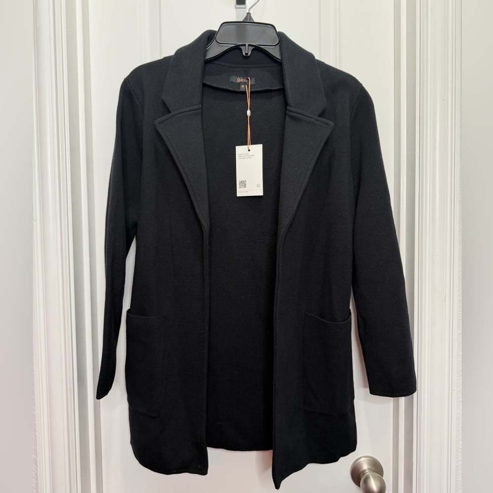 SOLD DO NOT BUY! Quince 100% Organic‎ Cotton Knit Blazer color Black size medium